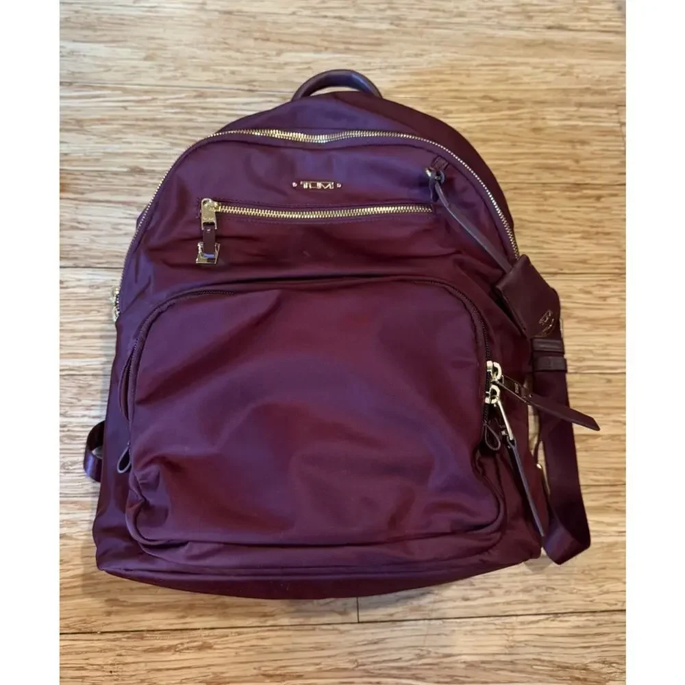 TUMI Voyageur Hilden Backpack Burgundy Laptop Bag Excellent Condition